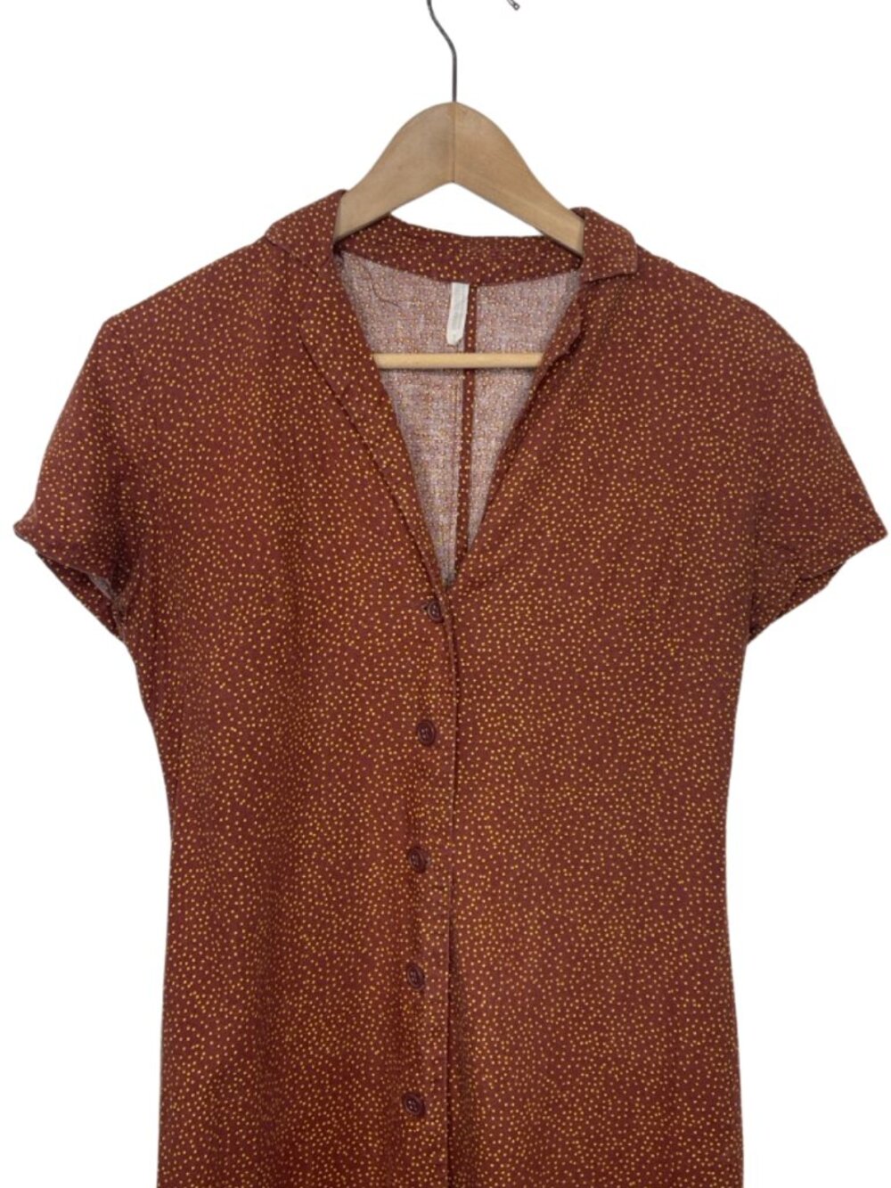 Urban Outfitters UO Polka Dot Button Up Mini Shirt Dress Brown Size Small - Picture 2 of 12